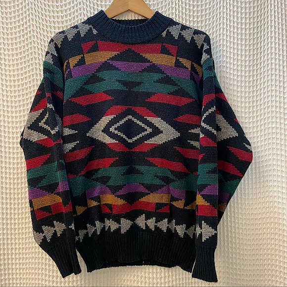 Vintage Other - Vintage Michael Gerald Navajo Geometric Colorful Patterned Crewneck Sweater